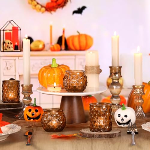 Darjen 7815 Amber Votive Candle Holders Set Of 24- Round Candle Holders Bulk, Glass Candle Holder For Vintage Decoration, Tea Lights Candle Holders thumb #4