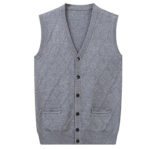 Chaleco de invierno para hombre de rombos gris en talla L con cuello en V