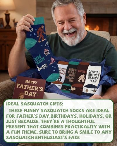 Image of Chicingyou 10 Pairs Funny Sasquatch Socks for Men Cool Novelty Outdoor Ankle Socks Birthday Halloween Christmas Gift for Sasquatch Lover