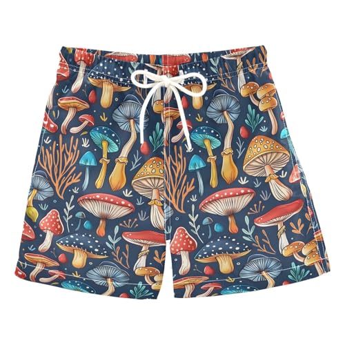 ALAZA Color Mushroom Coral Reef Boys Quick Dry Beach Board Shorts Kids Swim Trunks Bathing Suit Swimsuit