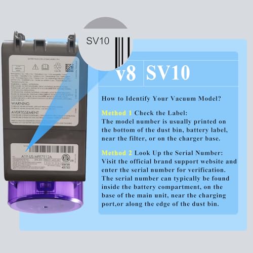 Upgraded 21.6V V8 Battery Replacement for Dyson V8 SV10 Battery tt9 Compatible with V8 Animal Absolute Motorhead Fluffy 215681 Vacuum Cleaner