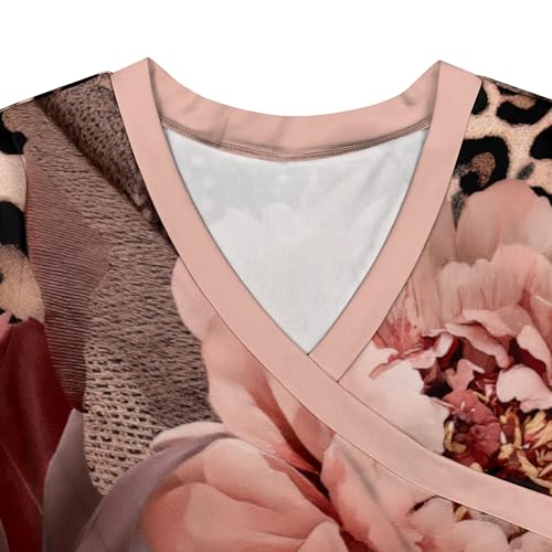 Image of PinkPatty Women's Print Maxi Dresses 3 /4 Sleeve Flowy Long Dress V Neck Wrap Tie Waist Sundress