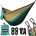 Produktbild SGODDE Hängematte Reisehängematte Ultraleicht Atmungsaktiver, Outdoor Hammock 300KG Tragkraft 270 * 140 cm,2 Personen Hängematte Nylon Fallschirm für Outdoor Backpacker Camping Garten und Reisen