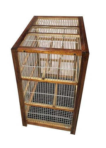 Image of Anaakaarha Handmade Wooden Bird Cage for Small to Medium Birds, 51 x 36 x 60 cm, with Perches, Swings and Ladder, Removable Bottom Net