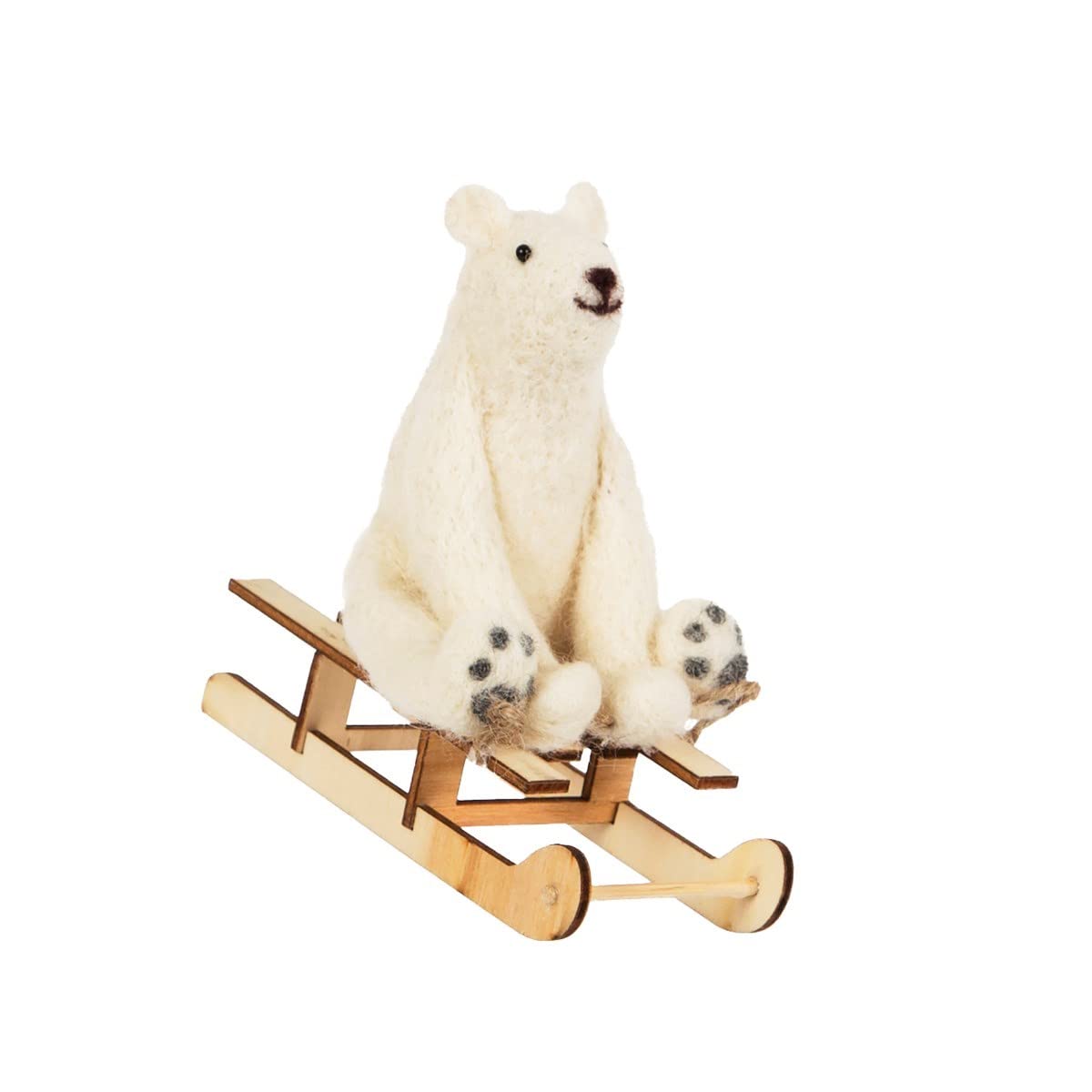 Sass & Belle Cream Woolly Sledging Polar Bear Decoration