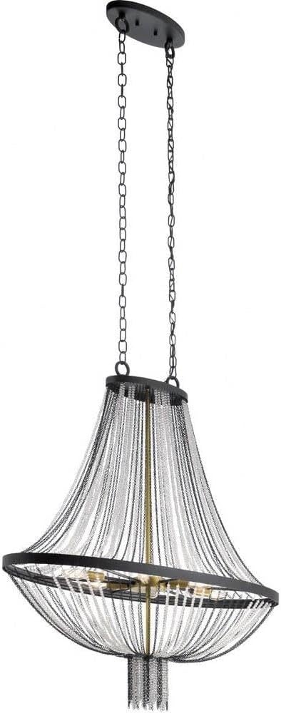 Kichler Alexia 39.5" 5 Light Foyer Chandelier with Crystal Beads in Textured Black