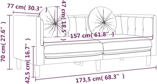 Miniatura 3 de vidaXL Sofá biplaza de 2 plazas, sofá tapizado de terciopelo gris oscuro con cojines, perfecto para sala de estar u oficina