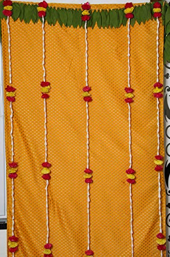 Image of Desi Favors Real Looking Lilly Pooja Garlands | Diwali Marigold Indian Wedding Staircase Pooja, Housewarming, Indian Wedding Decoration | 6ft (Pack of 4)