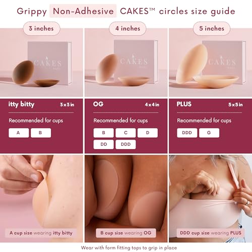 image for CAKES Body® grippy (Non-Adhesive) Circle Nipple Covers for Women - Si