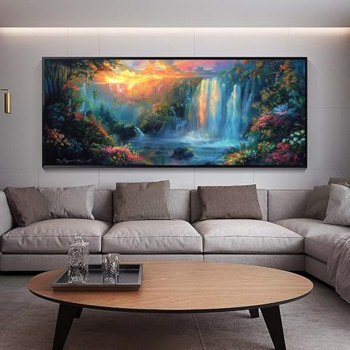 Broderie diamant complet coucher de soleil grand format 120x50 diamant painting 5D