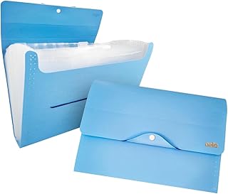Dello 6097BP.0006, Pasta Sanfonada A4 Linho Serena com 31 Divisórias, Azul Pastel, 330 x 65 x 240 mm