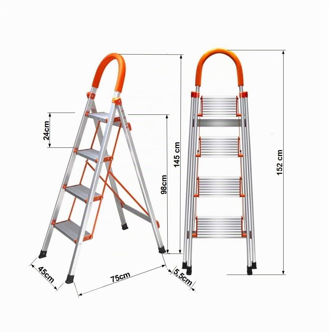 TREPPE Escalier en Aluminium Pliable Ciseaux 4 marches Domestico