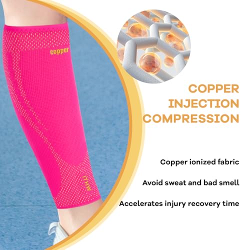 Image of Copper Calf Compression Sleeves for Men Women, Shin Splint Relief, Grip