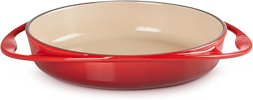 Miniatura 4 de Le Creuset Plato de tatuaje de hierro fundido esmaltado, 2 cuartos de galón, color cereza