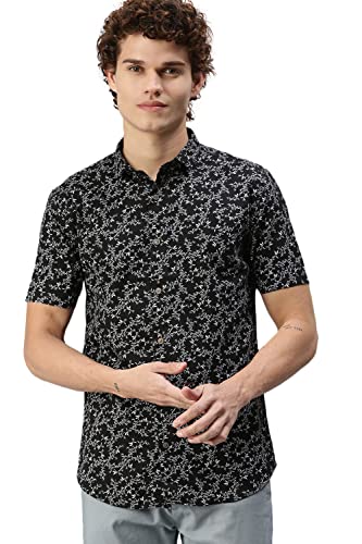 Image of SHOWOFFFF Men Floral Casual Shirt | Slim Collar Short Sleeves Cotton Shirt for Mens | Regular Fit Shirt for Men's