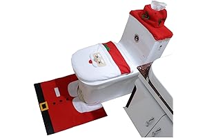 Enchanting Christmas Toilet Trio: Santa's Throne, Merry Mat, and Festive Lid