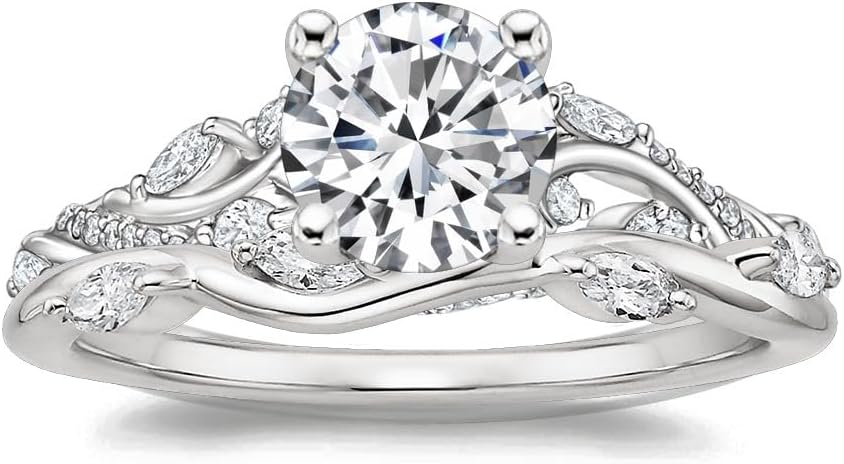 1.5 CT Round Cut Moissanite Diamond Handmade Engagement Ring Sterling Silver Halo Bridal Wedding Rings for Women, Anniversary Vintage Ring Gifts