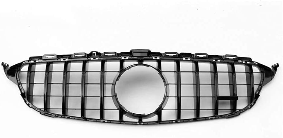 MUCCGQ GT R AMG Style Grill Grille Front Bumper for Mercedes Benz W205 C250 C300 C400 (Black)
