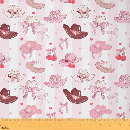 Tissu western cowgirl au mètre rayures roses patchwork tapisserie bricolage 0,91m