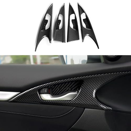 BRMYL Inner Door Bowl Decals for Honda Civic 2016-2021 10th Gen Accessories ABS Carbon Fiber Interior Stickers, NOT for Hatchback