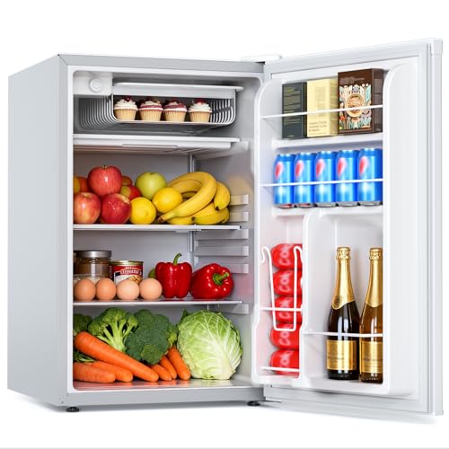 Image of COWSAR 4.5 Cu.Ft Dorm Fridge with Freezer, Single Reversible Door Apartment Refrigerator, Adjustable Thermostat, Ultra Quiet, Energy Efficient Commercial Compact Fridge for Bedroom Dorm Office, White