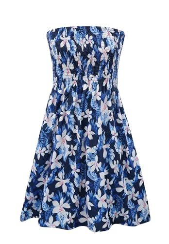 Image of Zyyfly Summer Strapless Dress for Women Tube Top Sundress Casual Beach Cover Ups