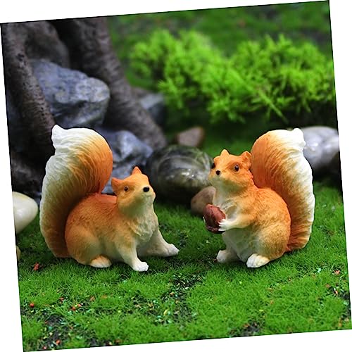 ibasenice Miniature Squirrel Figurines 2Pcs Resin Garden Decoration Small Squirrel Figures for Dollhouse Micro Landscape Cake Ornaments - Image 4