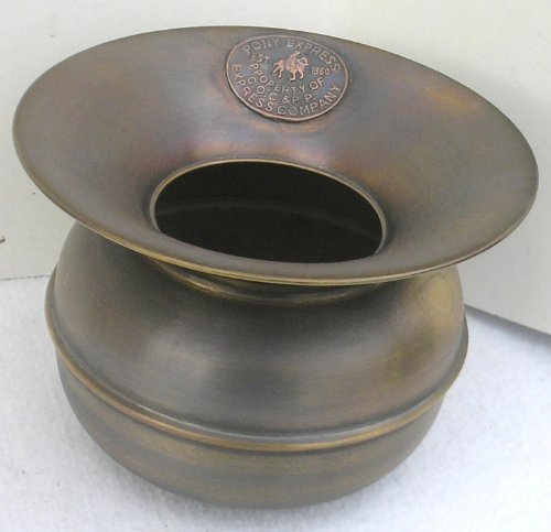 Solid Brass Spittoon Pony Express