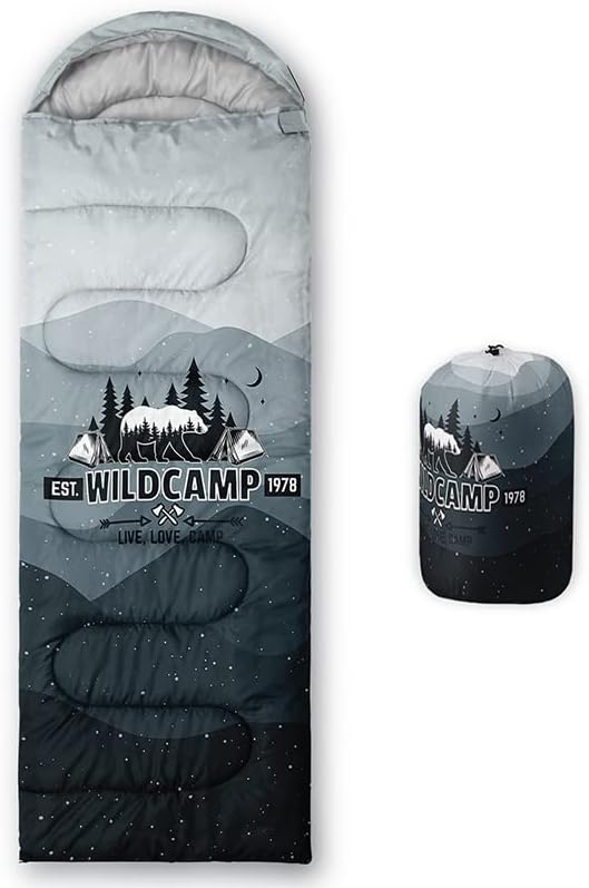 Vista 20 de Saco de dormir para adultos y niños, furgoneta de campamento de montaña verde, ligero, cálido, portátil, para interiores y exteriores, impermeable