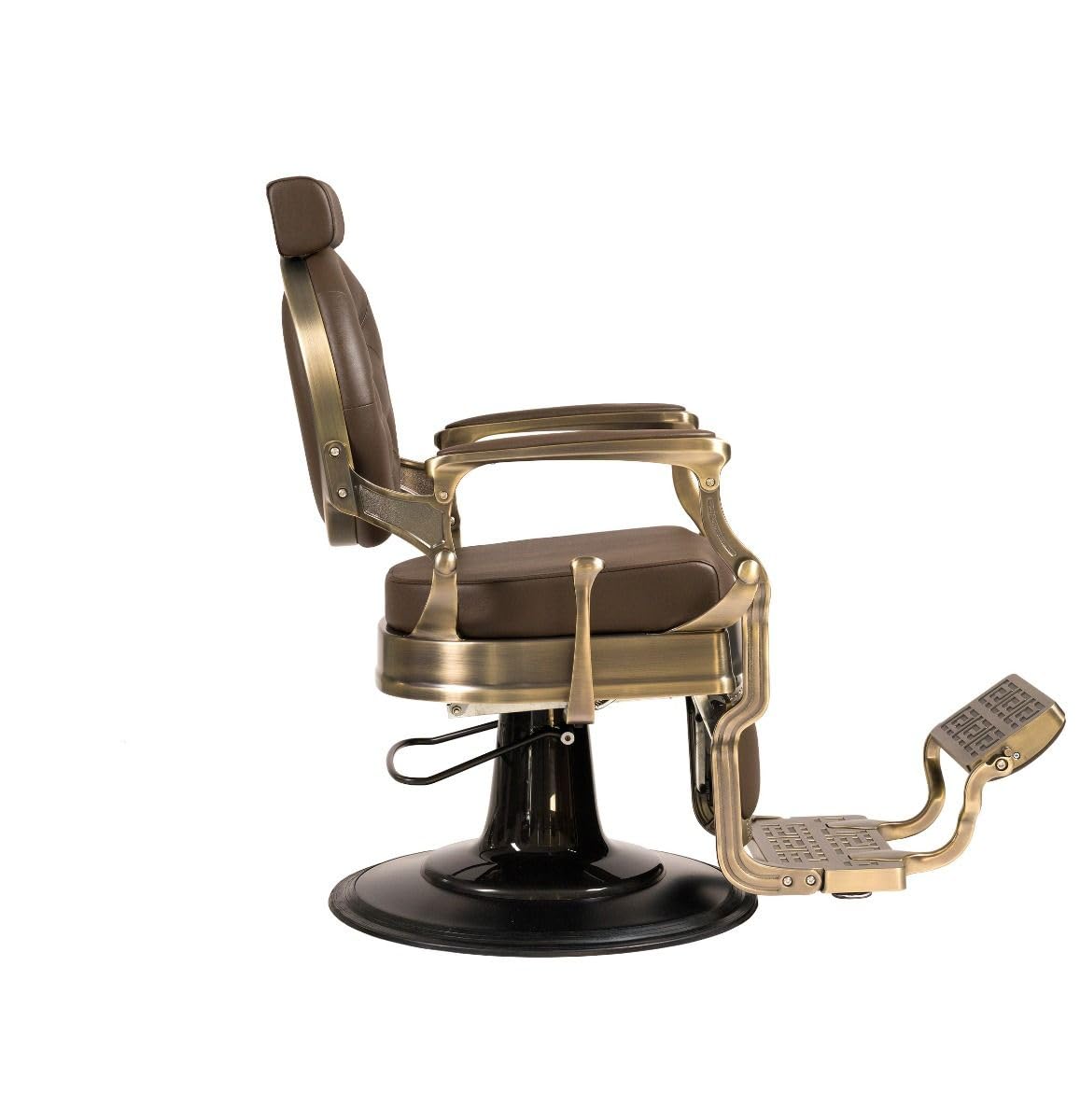 LBH Poltrona classica da barbiere idraulico stile retrò vintage con poggiapiedi integrato modello Buzz Bronzo