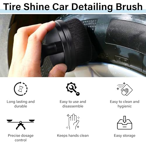 Tire Shine Applicator Brush, Tire Shine Brushes, Tire Dressing Brush Applicator with Seal Cover, Tire Brush for Car Detailing, Tire Gel Applicator, High Density Detail Factory Tire Brush (Red) - Thumbnail 5