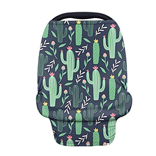 Image of Advocator Green Cactus Baby Car Seat Covers Multifunctional Infant Carseat Canopy for Boys Girls,Stretchy Breathable Adjustable Peep Window