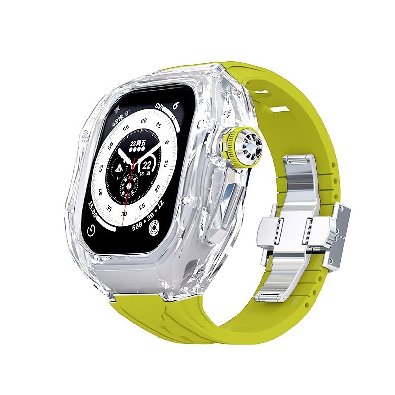 Clear Case for Apple Watch Ultra 2 49mm Men Soft Sport Rubber Band for Iwatch Ultra2 Transparent Mod Kit Metal Buckle Accessories