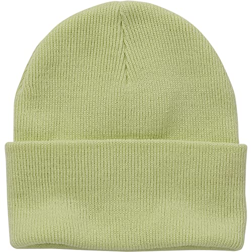 Image of Carhartt Unisex Kids Knit Beanie Cuff Hat, Lime Cream, 2 Years-5 Years