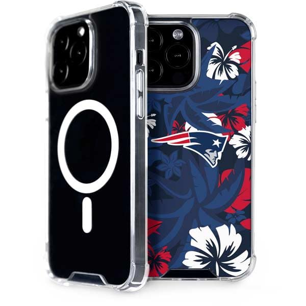 SkinitPhone Case Compatible with MagSafe iPhone 15 Pro Max - Officially Licensed NFL New England Patriots Tropical Print Design