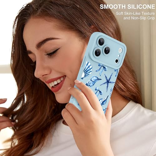 Image of ZIYE for iPhone 17 Pro Case Blue Seashell Bow Pattern