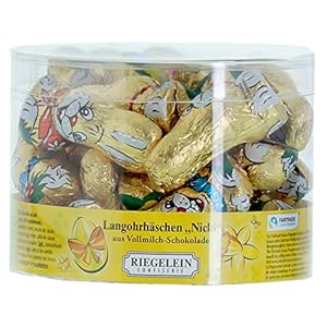 Riegelein – lange ooroorhjes “Nicki” melkchocolade figuur Fairtrade – 24 stuks x 12 g