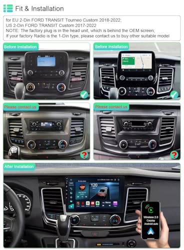 Radio Android 14 Double Din para Ford Transit Custom 2020-2024 miniatura 6