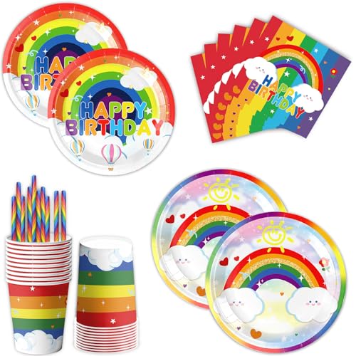 New Regenbogen deko kindergeburtstag partygeschirr set,60...