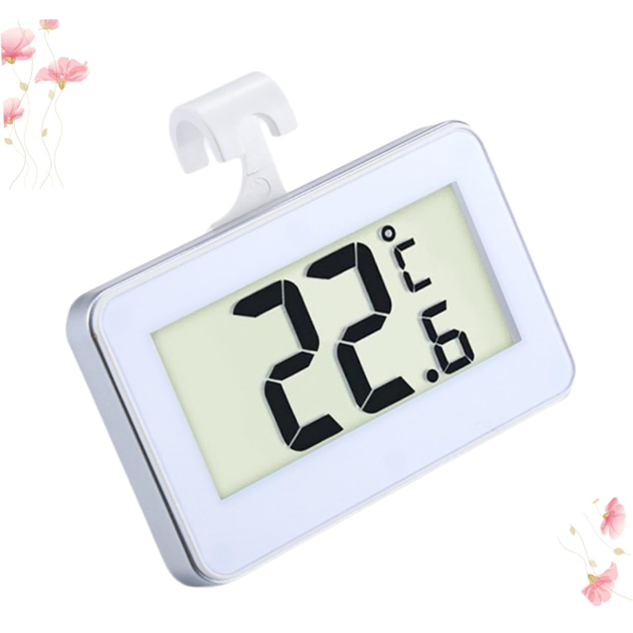 BESPORTBLE Digital Thermometer with Magnetic Hook for Home Refrigerator Freezer White 2 Pack High/Low Temperature Alarm