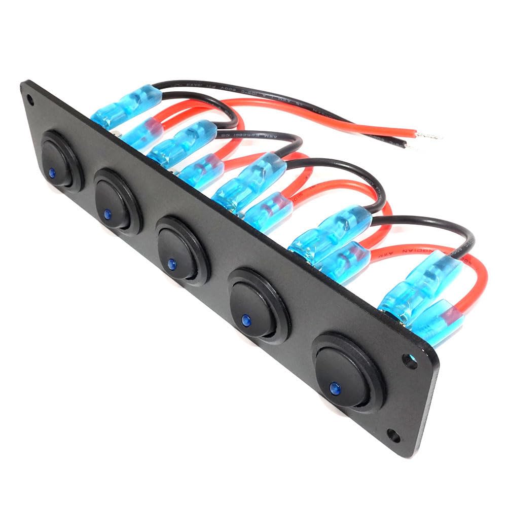5 pannelli di controllo indipendenti per veicoli da 12 V a 24 V, auto, barca, SUV, camion, yacht, camper (pannello switch -A)