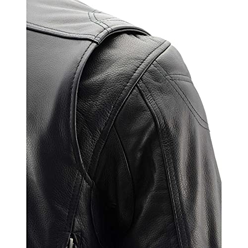 Image of Milwaukee Leather Men's Black Cowhide Quilted Pattern Scooter Style Racing Jacket MLM1545