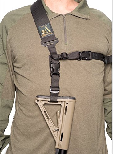 S2Delta - USA Made 2 Point Rifle Sling, Quick Adjustment, Modular Attachment Connections, Comfortable 2" Wide Shoulder Strap to 1" Attachment Ends (Black Sling, Pigtail Connector) - Thumbnail 6