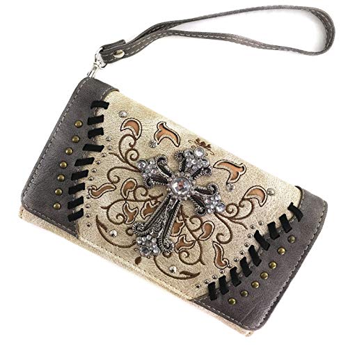 Zelris Spring Bloom Western Cross Women Crossbody Wrist Trifold Wallet3