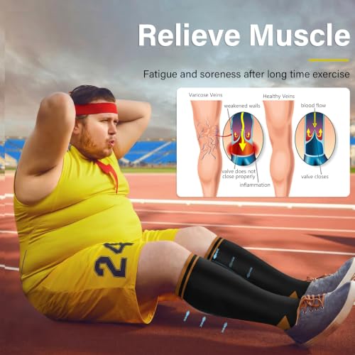 Image of Diu Life 3 Pairs Plus Size Compression Socks for Women and Men Wide Calf Extra Knee High Support for Circulation