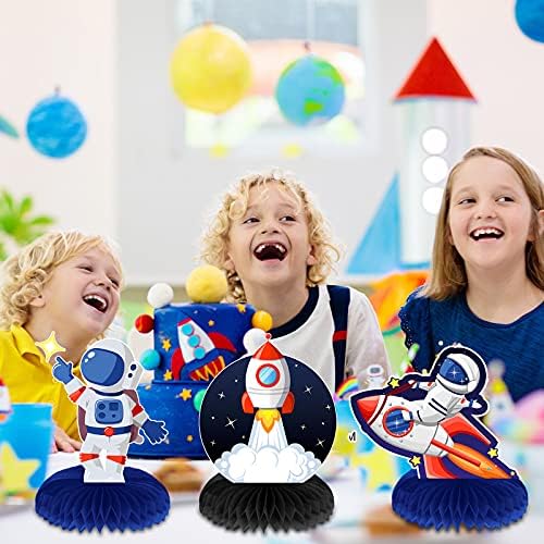 9 Pieces Outer Space Themed Honeycomb Centerpiece Outer Space Party Decorations Birthday Party Table Toppers Double Sided Table Decorations Planet Rocket Astronaut UFO Solar System Party Supplies 6 51NPV72t AL. AC