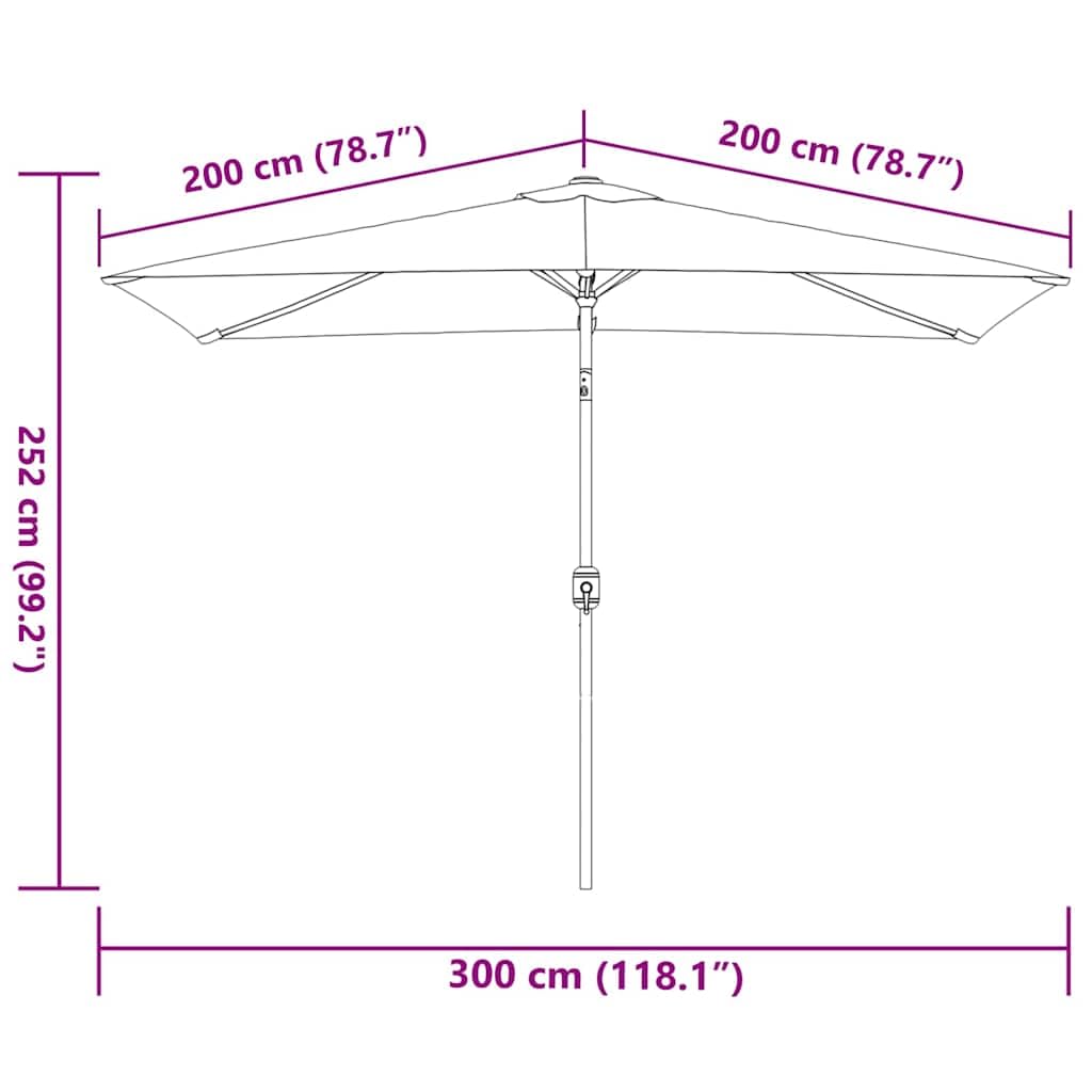 Parasol ogrodowy, parasol przeciwsłoneczny, baldachim do ogrodu, na zewnątrz, na patio, z metalowym słupkiem, 300x200 cm, antracytowy