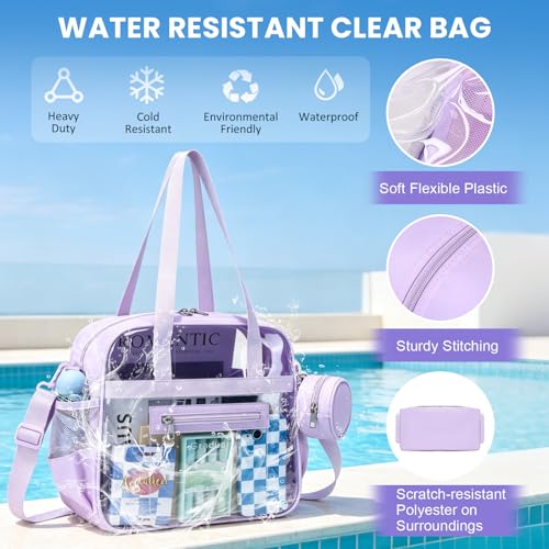 Image of Clear Tote Bag 12x6x12 Stadium Approved Transparent Crossbody Bag with Multi Pockets for Sports Concerts