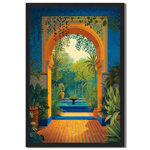 Framed Moroccan Garden Archway Poster Canvas Print Art Modern Exotic