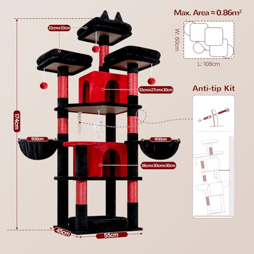 Image of Globlazer Big XL Gothic Cat Tower for Indoor Multiple Cats, F68B